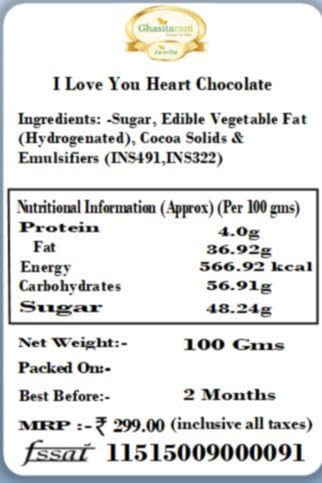 Ghasitaram Gifts Chocolate - I Love You Heart Chocolate
