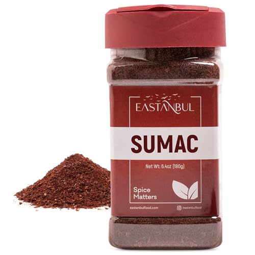 Eastanbul Sumac Spice, 6.4oz, Ground Sumac, Fresh Farm Turkish Spice Seasoning for Mediterranean Dishes & Middle Eastern Dishes, Spicely Powder