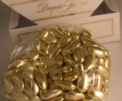 FavorOnline Dipped Gold Jordan Almonds European Dragees - 1 Pound