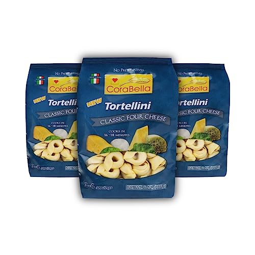Corabella Four Cheese Tortellini Pasta, Non GMO | Classic Four Pure Cheese | No Preservatives - Premium Ingredients Italian Flavor - Made In Italy