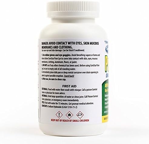 ComStar Pure Lye | 1 lb, 99% Pure Sodium Hydroxide | Eco-Friendly, Industrial Strength, Drain Opener | Safe on Fixtures | Static-Free, Unique Beads