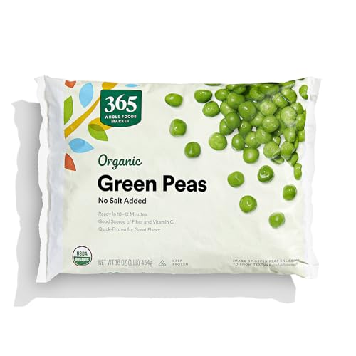 365 by Whole Foods Market, Organic Green Peas No Salt Added, 16 Ounce, (Frozen)