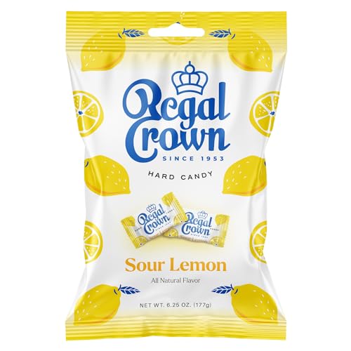 Regal Crown Sour Lemon Hard Candy | Old Fashioned Sour Lemon Candy | Traditional Lemon Candy Brought To You By Iconic Candy | 6.25oz Peg Bag (1)