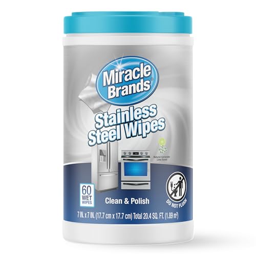 MiracleWipes for Stainless Steel, Great for Kitchen and Appliances, Including Oven, Refrigerator, Dishwasher, Microwave, Sink, Hood, Grill, Removes