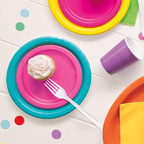Hot Pink Solid Round Dessert Paper Plates - 7" (Pack of 8) - Vibrant Party Plates for Appetizing Treats - Perfect for Birthdays & Events