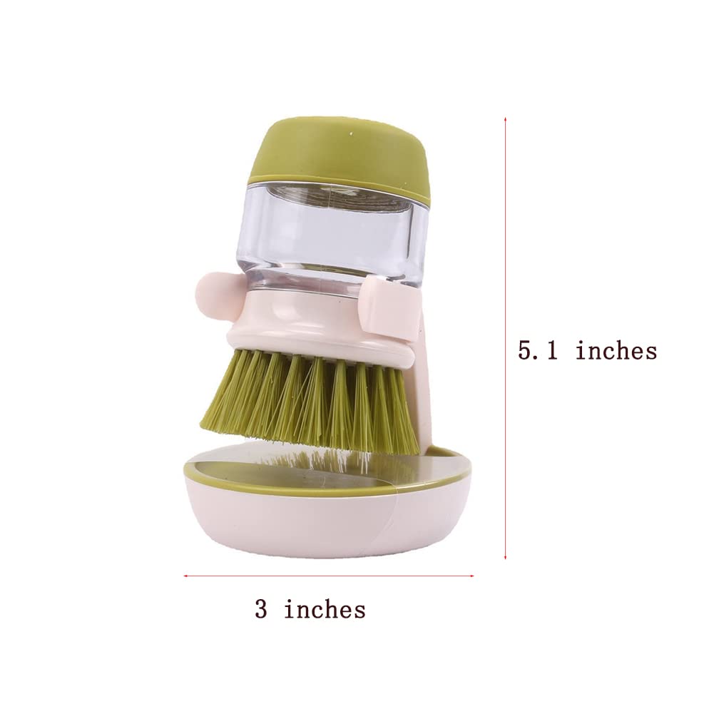 Dish Brush with Soap Dispenser, Dishwashing Kitchen Scrub Brushes Dish Scrubber with Holder Drip Tray, for Cleaning Pan, Pot, Sink
