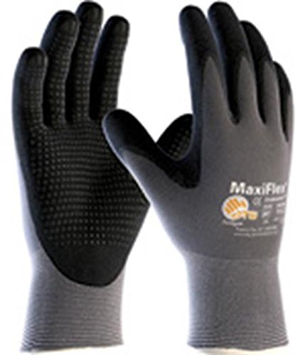 PIP Small MaxiFlex Endurance by ATG Black Nitrile Palm And Finger Coated Work Gloves With Nylon And Lycra Liner And Continuous Knit Wrist