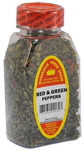 RED & GREEN SWEET BELL PEPPER FLAKES FRESHLY PACKED IN LARGE JARS, spices, herbs, seasonings