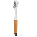 Full Circle Micro Manager, Deep Cleaning Brush for Crevices, Shower, & Grout, Tough Bristles, Sustainable Bamboo Handle, White