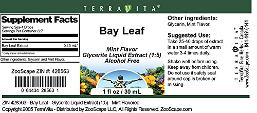 Bay Leaf - Glycerite Liquid Extract (1:5) - Mint Flavored (1 fl oz, ZIN: 428563) - 2 Pack