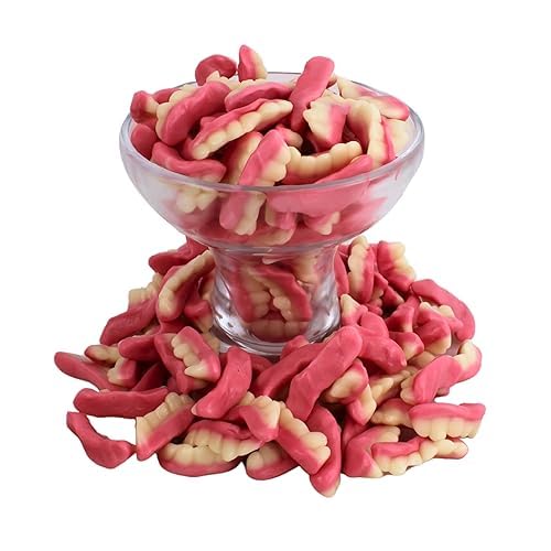 Fruity Edible Gummy Teeth - Fun Shaped Gummies - Halloween Candy Body Parts Gummy Teeth, by Queen City Candy Cave (1 Pound)