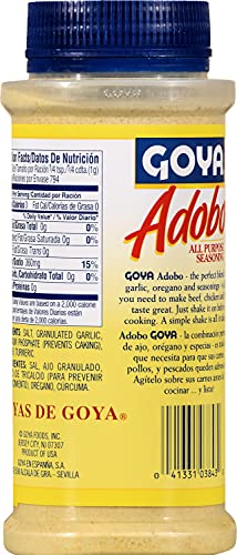 Adobo All Purpose Seasoning without Pepper by Goya, Poultry, Seafood, Meat, and Vegetable Seasoning, Fat Free and Calorie Free Latin Spice Blend
