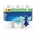 PREMIO NEST Tear-A-Square Paper Towels, 6 Double Rolls, 2-Ply Strong & Absorbent Kitchen Paper Towels, Custom Size Sheets for Cleaning, Household