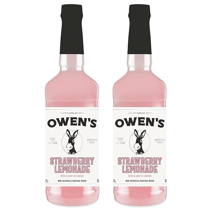 Owen’s Craft Mixers Exclusive Strawberry Lemonade 2 Pack | Handcrafted in USA | Premium Ingredients | Vegan & Gluten-Free Soda Mocktail & Cocktail
