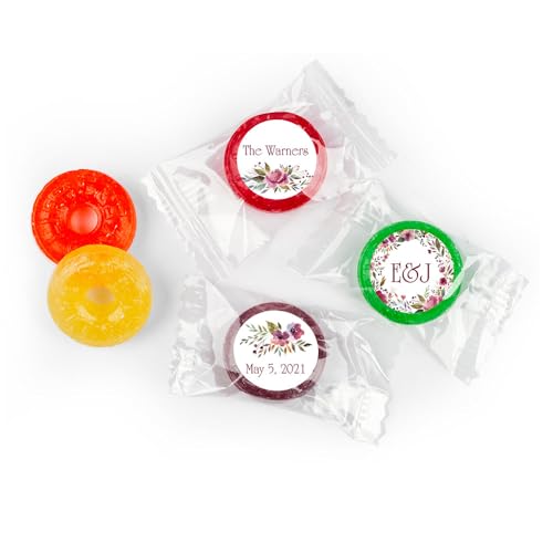 Wedding Candy Favors Personalized Life Savers 5 Flavor Hard Candy (Approx 365 pcs + 3 Sheets of Stickers)