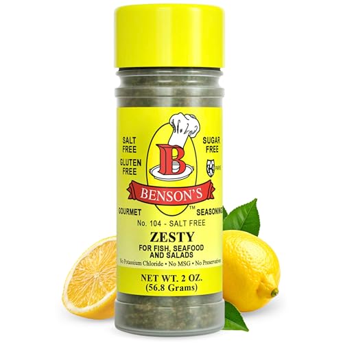 Bensons Zesty Lemon No Salt Seasoning - Sugar-Free, Gluten-Free, No MSG, No Preservatives, No Potassium Chloride - 11 Herb & Spice Salt Substitute