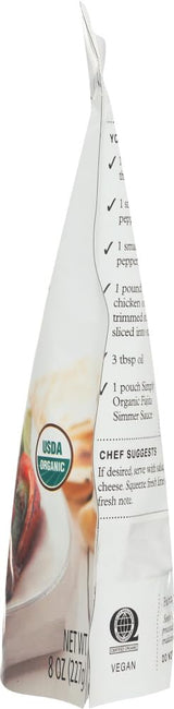 Simply Organic Classic Fajita Simmer Sauce, Certified Organic | 8 oz | Pack of 6