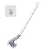 Canvall Long-Handled Silicone Toilet Bowl Cleaning Brush with Wall Hook, Bathroom Toilet Scrubber Set with Golf Brush Head, Wall Mounted Without