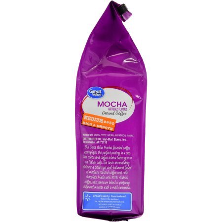 Great Value Mocha Medium Roasted Ground Coffee, 12 oz (pack of 2)