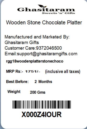 Ghasitaram Gifts Rakhi Gifts for Brothers Rakhi Chocolate Wooden Stone Chocolate Platter with Pearl Rakhi