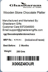 Ghasitaram Gifts Rakhi Gifts for Brothers Rakhi Chocolate Wooden Stone Chocolate Platter with Pearl Rakhi