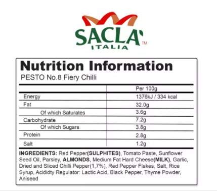 #RT Sacla Fiery Chilli Pesto 190g -It’s made with sharp-tasting red chillies, plenty of fresh red peppers and perfectly ripe tomatoes
