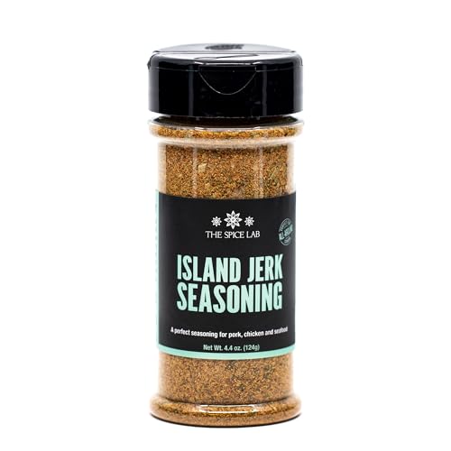 The Spice Lab Island Jerk Seasoning - All Purpose Jamaican Jerk Chicken Blend for Chicken Liver, Ground Pork & Seafood - 4 oz Shaker Jar - Kosher