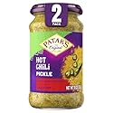 Patak’s Hot Chile Pickle 10 oz Jar (Pack of 2) - Authentic Indian Pickle with Chile Peppers, Mustard Seeds & Spices - Vegan & Gluten Free - No
