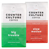 Counter Culture Whole Bean Coffee 2-Pack (Big Trouble - Medium Dark Roast & Slow Motion - Organic Decaf Medium Roast) Sustainably Sourced, Whole