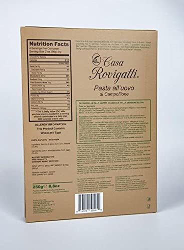 Pappardelle Egg Gourmet Pasta (Pack of 4) - Italian Gourmet Pasta From the Region of Di Campofilone - Imported Gourmet Italian Egg Pasta - 8.8 ounces