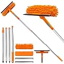 67" Squeegee Window Cleaner 2 in 1 Rotatable Window Cleaning Tool Kit with Extension Pole, Window Washing Equipment with Bendable Head for Indoor