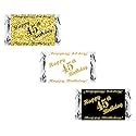 45th Birthday Miniatures Candy Bar Wrapper, (Set of 60) Mini Candy Bar Stickers; 3 Designs: 24 Gold, 24 Black, 12 White, Candy Not Included. Made in