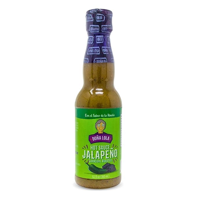 DOÑA LOLA HOT SAUCE, 6.1 Fl.Oz., Made in Mexico, No Artificial Flavors or Colors (Jalapeño Charcoal Roasted)