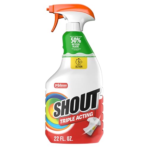 Shout Active Enzyme Laundry Stain Remover Spray, Triple-Acting Formula Clings, Penetrates, and Lifts 100+ Types of Everyday Stains - Prewash Spray