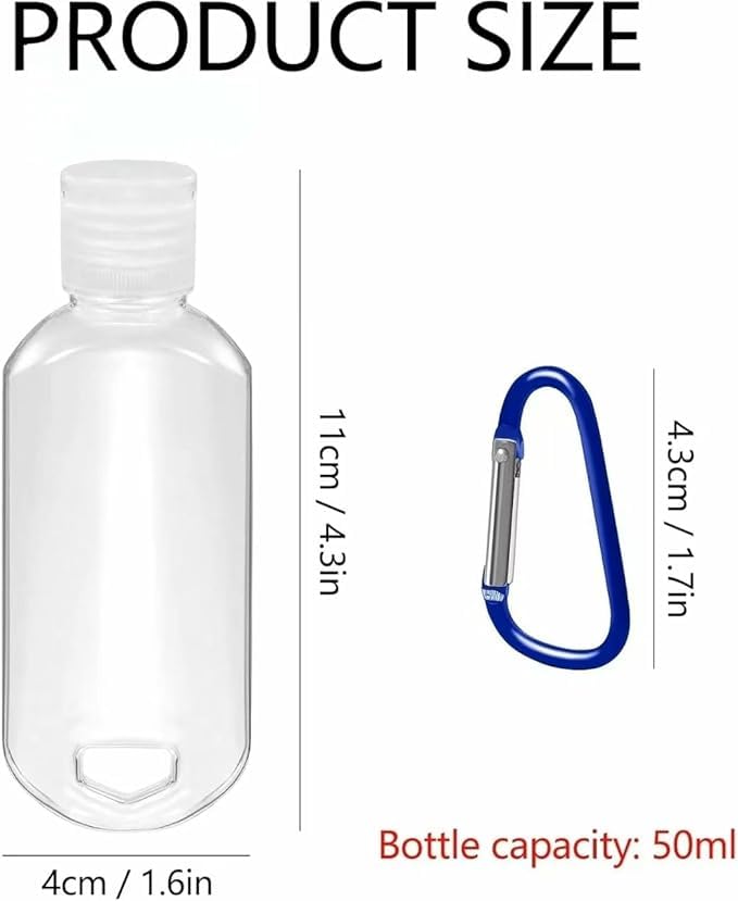 3Pcs Portable Hot Sauce Keychain Bottles - Mini Ketchup Containers for On-The-Go - Refillable Travel Size Hot Sauce Keychain, 2oz/50ml Bottles,Sauces