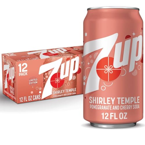 7UP Shirley Temple Pomegranate and Cherry Soda, Limited Edition, Caffeine-Free, 12 FL OZ Cans, 12 Pack