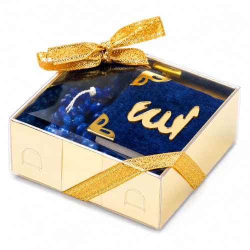 BABY SHOWER CHOCOLATE Set of 10 Islam Quran Tasbeeh Islamic Set | Holy Quran Prayer Beads Gift Box Favor (Dark Blue)