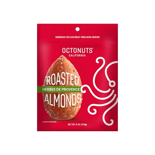Octonuts Herbes de Provence Roasted Almonds (6oz) Plant Based Protein Snack with Fiber - Keto Friendly, Gluten-Free, Vegan & Non-GMO Verified
