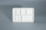 R and R Industries HARSHU 6 Compartment Sugarcane Disposable Plates | Eco-Friendly Biodegradable & Compostable Tableware for Parties, Events