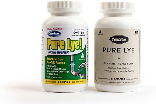 ComStar Pure Lye | 1 lb, 99% Pure Sodium Hydroxide | Eco-Friendly, Industrial Strength, Drain Opener | Safe on Fixtures | Static-Free, Unique Beads