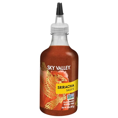 Sky Valley Sriracha Sauce - Hot Sauce, Made with Red Jalapeno Peppers, Gluten Free, Vegan, Non-GMO, Less Than 2g of Sugar per Serving, 5 Calories per