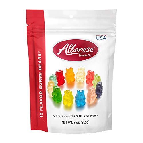 Albanese World's Best 12 Flavor Gummi Bears | 9oz of Candy | 12 Unique Flavors, Gluten Free, Fat Free, Soft and Chewy Gummy | Cherry, Blue Raspberry