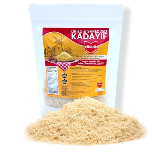 Chobella Premium Dried Kataifi Shredded Fillo Dough, Kurutulmus Kadayif Pastry Dough, Ingredient for Dubai Chocolate Bar Pistachio, Knafeh, Katafi