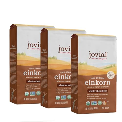 Jovial Organic Einkorn Whole Wheat Flour - Bread Baking Flour for Sourdough, High Protein, Non-GMO, Organic Pizza & Pasta Flour, European Italian