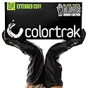 Colortrak Black Vinyl Gloves, Extra Length Disposable Latex-Free & Powder-Free Extended Cuff Hair Color Gloves for Chemical Processing & Salon