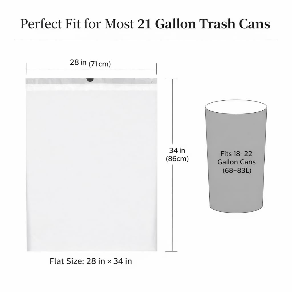 CEDARRA 21 Gallon Drawstring Trash Bags, 100 Count Extra Strong Drawstring Kitchen Garbage Bags, Fit for 80 Liter / 21.1 Gal, Tear-Resistant Unscented