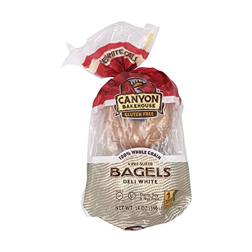 Canyon Bakehouse Deli White Bagels, Gluten Free Bagels, 100% Whole Grain, Fresh, 4 Count