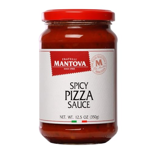 Mantova Italian Spicy Pizza Sauce, 12.5 oz (Pack of 2) - Gluten-Free, All-Natural Ingredients, Authentic Product of Italy, No Added Sugars, Perfect