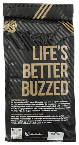 Better Buzz Life Blend (Buzz Life) Whole Bean Coffee Medium Roast, 12 Ounce (Pack of 1), Small Batch Roasted Arabica Coffee Beans, Dark Chocolate