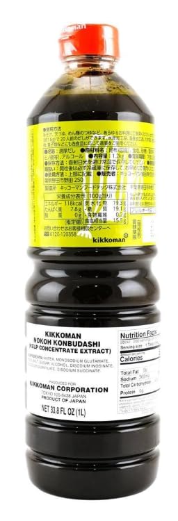 Kikkoman Nokoh Konbu Dashi Concentrated Soup Base - Umami-Rich Kelp Broth Concentrate - Japanese Style Stock for Soups, Noodles & Cooking - 33.8 Fl Oz